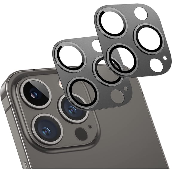 [2 Pack] Camera Lens Protector designed for iPhone 13 Pro/13 Pro Max,Aviation Aluminum Alloy Material,9H Tempered Glass,Case Friendly,HD Clarity,Full Cover-Grey