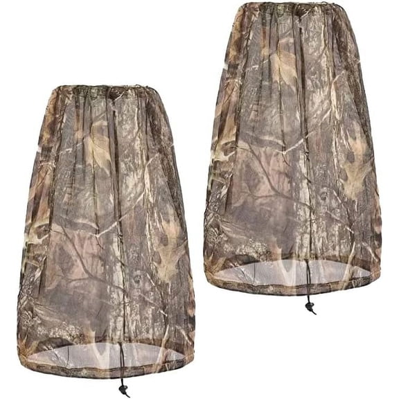 2 Pack Camo Mosquito Head Net Outdoor Face Net Fishing Hunting Hiking