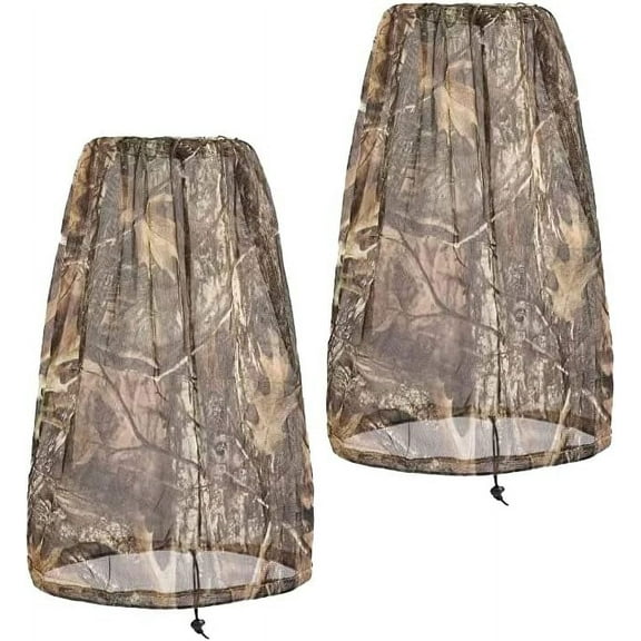 2 Pack Camo Mosquito Head Net, Outdoor Face Netting for Hiking, Camping, Fishing, Hunting
