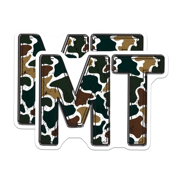 (2 Pack) Camouflage Initial Magnets - M and T Letter Army Pattern Decor - Personalized Military Style Refrigerator Magnets - 5 Inches On Longest Side - Thick Durable Magnet - Made in USA - MAG21245