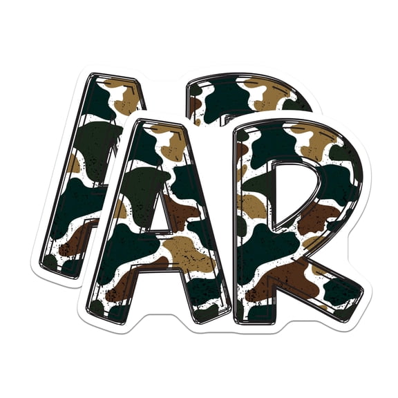 (2 Pack) Camouflage Initial Magnets - Monogram Letter A R Decor - Military Style Fridge Accents - 5 Inches On Longest Side - Thick Durable Magnet - Made in USA - MAG23184