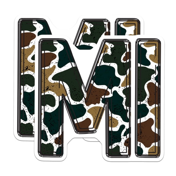 (2 Pack) Camouflage Letter M Magnets - Military Initial Decor - Alphabetical Refrigerator Magnet - 5 Inches On Longest Side - Thick Durable Magnet - Made in USA - MAG22797