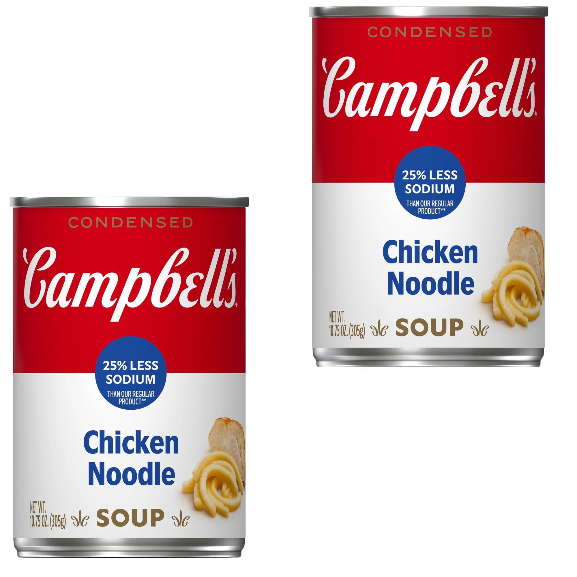 (2 Pack) Campbell's Condensed 25% Less Sodium Chicken Noodle Soup, 10. ...