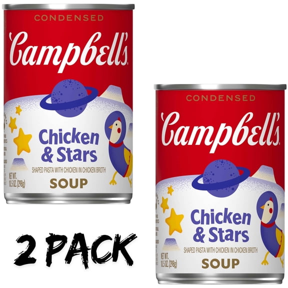 (2 Pack) Campbell's Condensed Kids Chicken and Stars Soup, 10.5 oz Can
