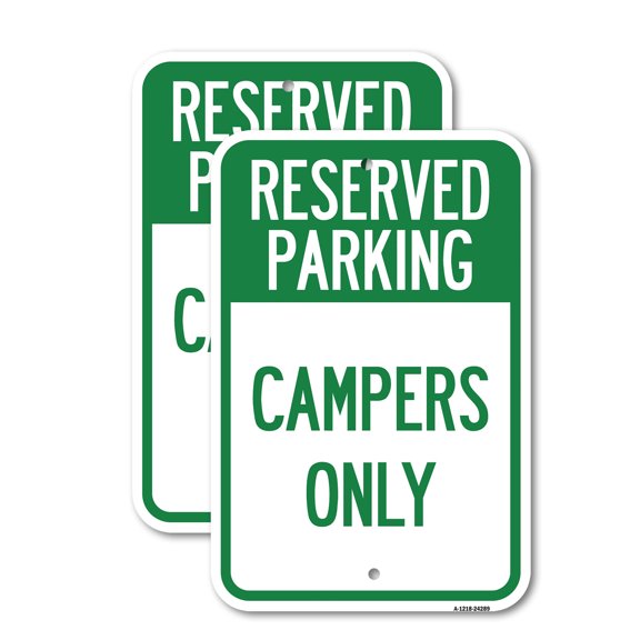(2 Pack) Campers Only | 12" X 18" Heavy-Gauge Aluminum Sign | Rust Free Aluminum, Weather Resistant, Waterproof, Fade Resistant, 2 Pre-drilled Holes