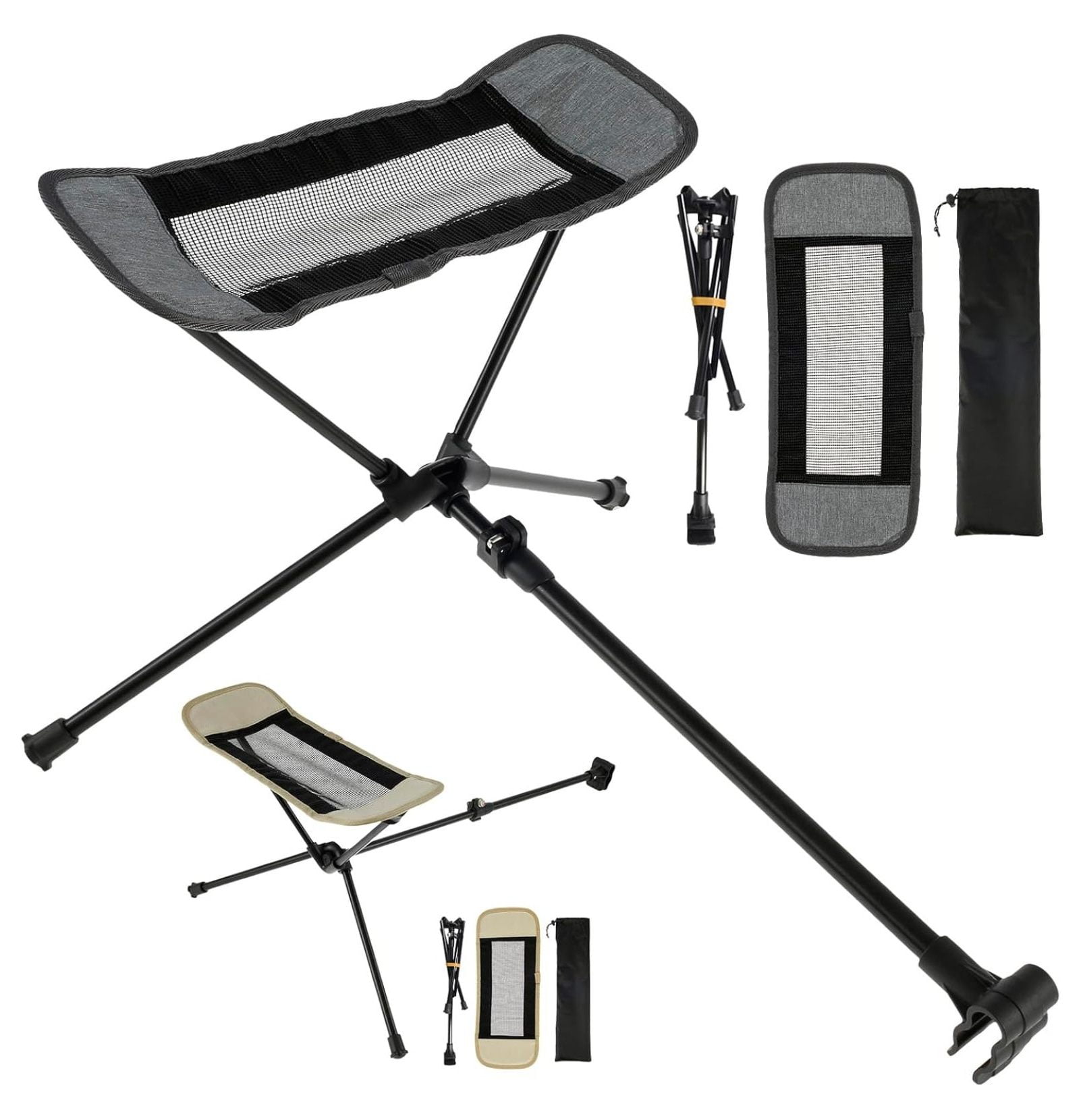 2 Pack Camping Chair Foot Rest, Folding Attachable Footrest Leg Rest Camping Chair, Universal