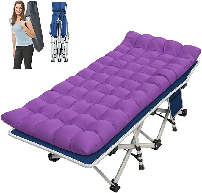 2 Pack Camping Cot with Comfortable Mattress Cots for Sleeping Camping