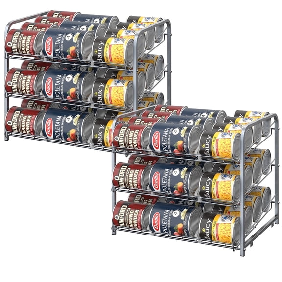 2-Pack Can Organizer for Pantry, Silver Can Dispenser Holds 36 Cans for Pantry, Kitchen & Cabinet