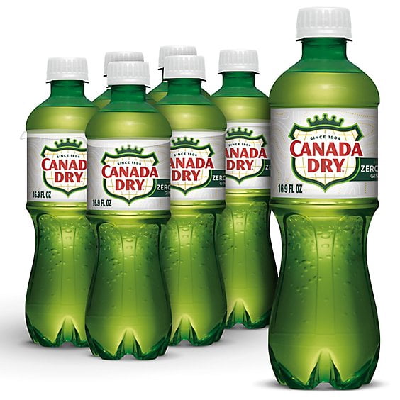 2 Pack Canada Dry Soda Zero Sugar Ginger Ale - 6-16.9 Fl. Oz.