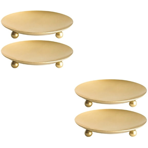 2 Pack Candle Holder Tray Base Decorations Plaid Doormats Golden