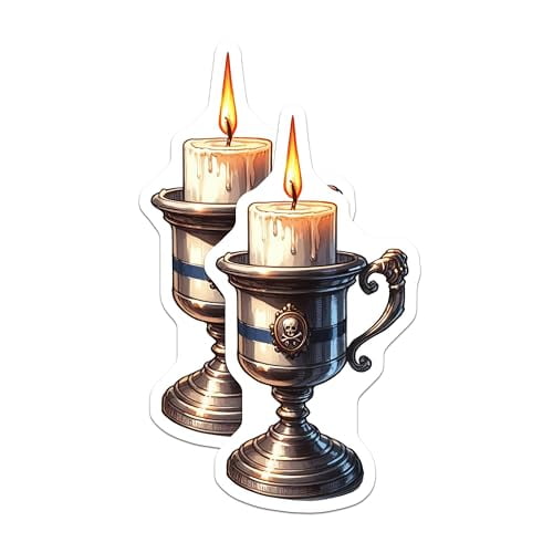 (2 Pack) Candle Skull Cup Magnets - Gothic Decor - Halloween Themed Decoration - 5" On Longest Side - for Cars, Fridges, Toolboxes - Made in USA - MAG6572