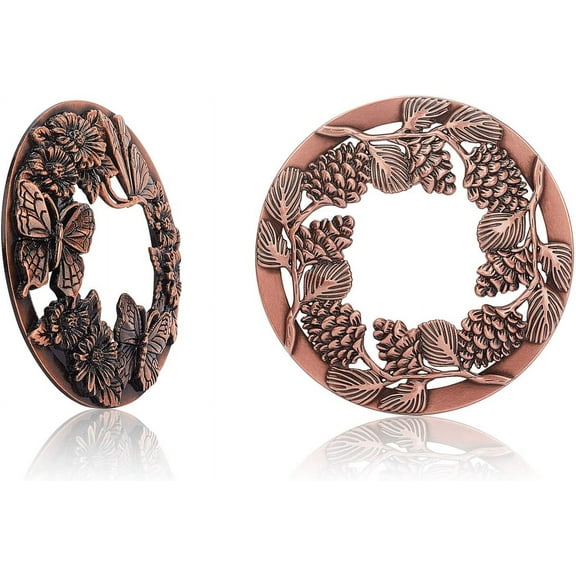 2 Pack Candle Toppers Red Copper Candle Cover Lids Jar Candle Accessories Shades Sleeves for Jar Candles Pine Cone Butterfly Flower