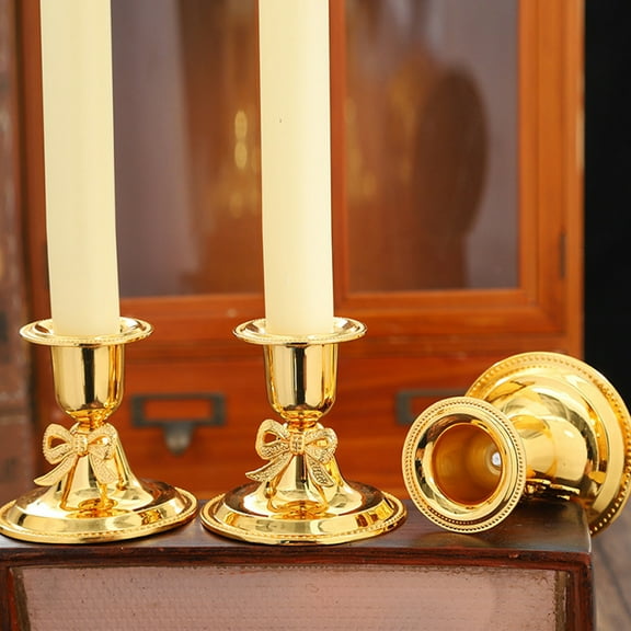 2-Pack Candlesticks Gold and Black, Modern Christmas Candle Holders for Table Decor, Romantic Holiday Centerpiece Set(Golden-A)