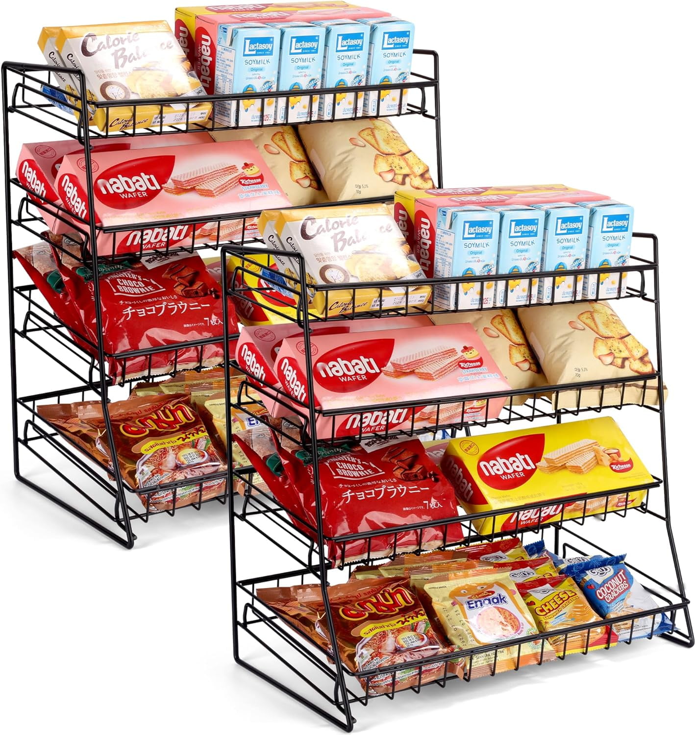 2 Pack Candy Display Rack, 2025 Upgrade Metal Snack Rack Display Stand ...