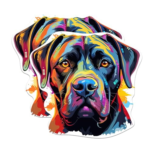 (2 Pack) Cane Corso Dog Breed Stickers - 5 Inches On Longest Side - Choose from Over 100 Dog Breeds - for Cars, Trucks, Skateboards, Laptops - Made in USA - BMCS1811