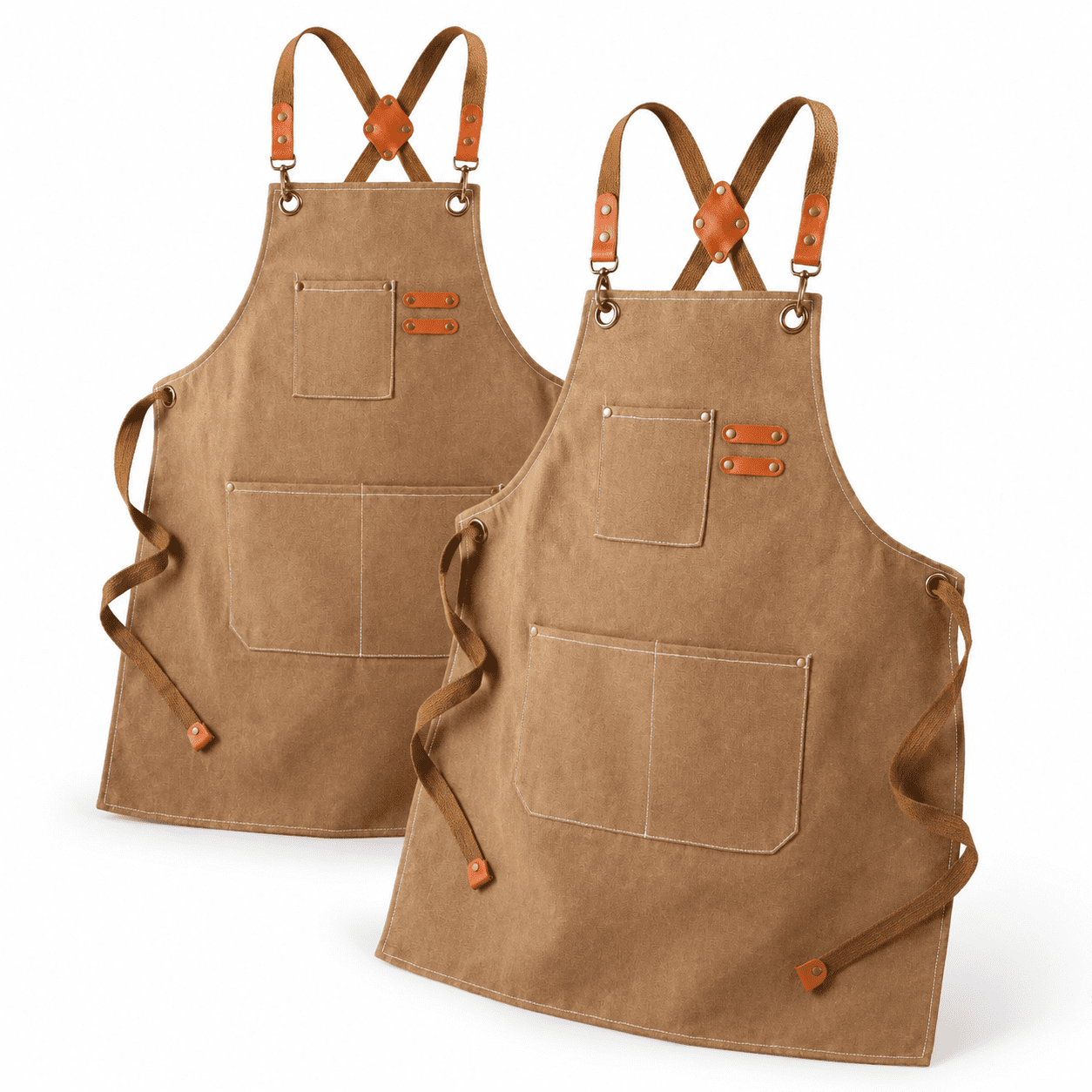2 Pack Canvas Cross Chef Apron For Men Women With Pockets Ton Tool ...