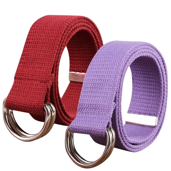 2-Pack Canvas Web Belt Metal Double D Ring Buckle for Men Women Casual Cloth Military Style Belt