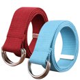 thumbnail image 1 of 2-Pack Canvas Web Belt Metal Double D Ring Buckle for Men Women Casual Cloth Military Style Belt, 1 of 8