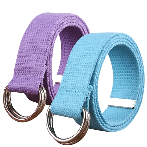2-Pack Canvas Web Belt Metal Double D Ring Buckle for Men Women Casual Cloth Military Style Belt