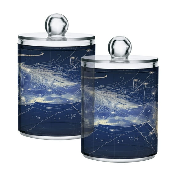 2 Pack Capricornus Of Zodiac Qtip Holder Dispenser Clear Plastic Storage Apothecary Jars for Cotton Swabs Balls Pads Floss