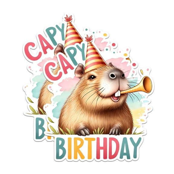 (2 Pack) Capybara Birthday Magnets - Cute Capybara Party Magnets - Fun Animal Birthday Decor Magnets- 5" On Longest Side - for Fridges, Toolboxes, Cars - Made in USA - MAG2673