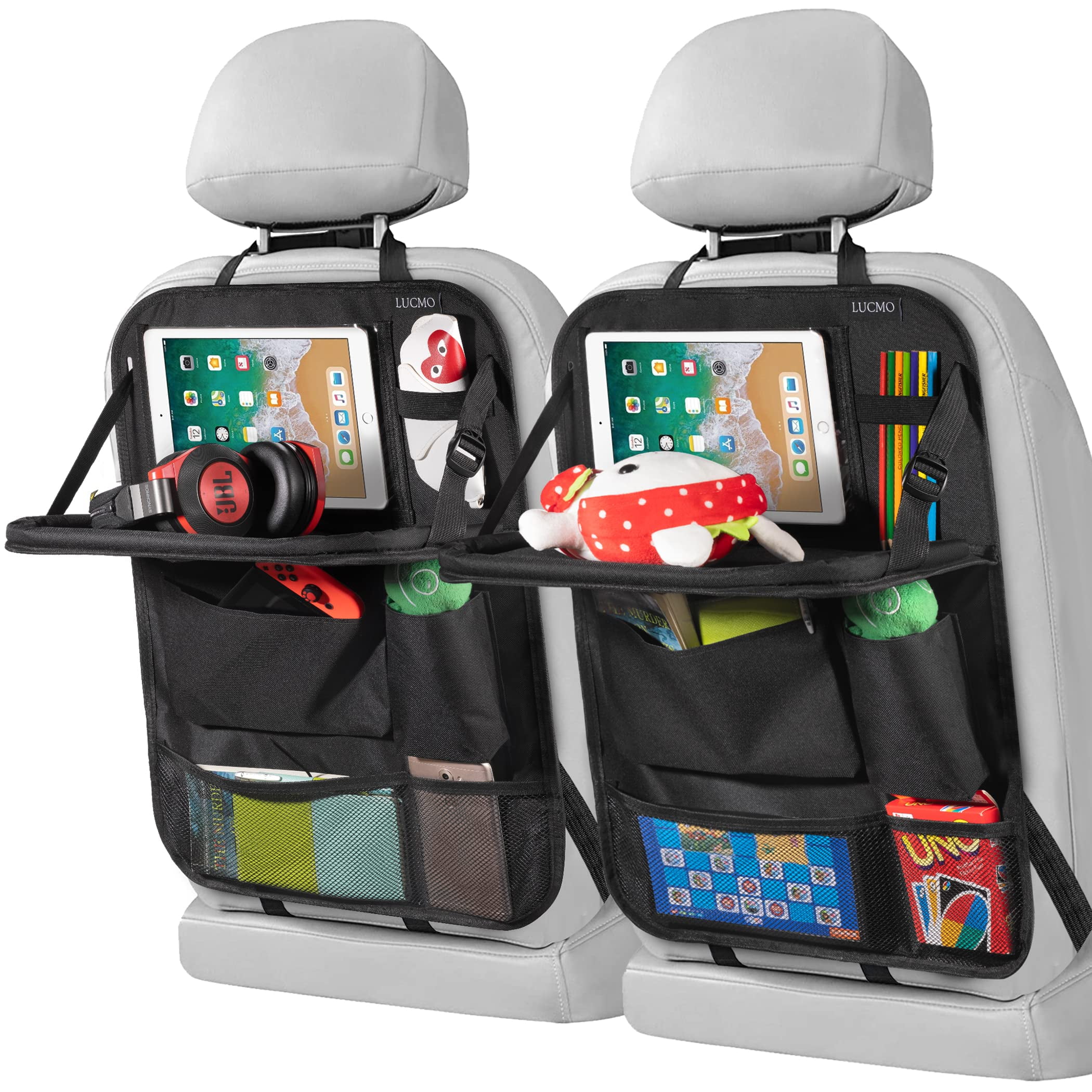 Evago Heavy Duty Car Back Seat Car Organizer Sag Proof & Reinforced Corners  Protects Ipad & Backseat Car Seat Organizer Storage Compartment