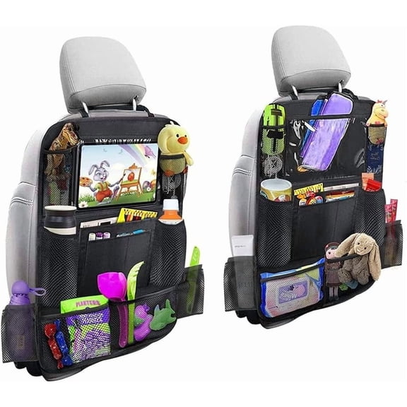Car Backseat Organizer Kick Mats Multi-Pocket with Tablet Holder Waterproof Durable 2 Pack