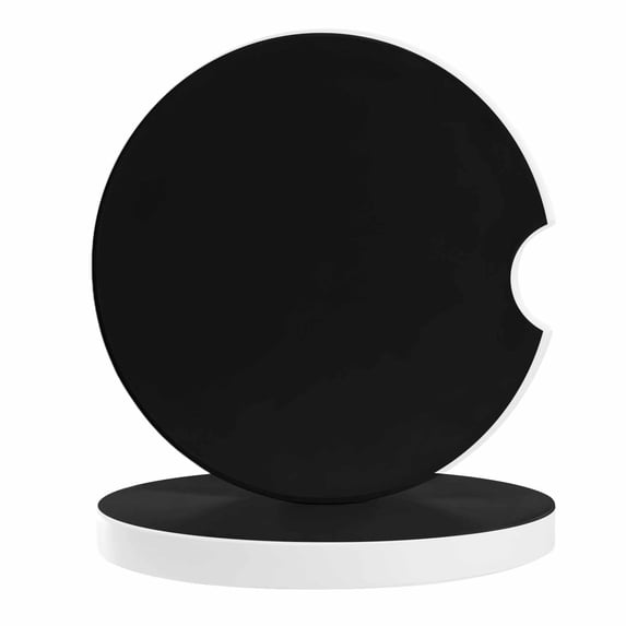 2 Pack Car Coasters Black Ceramic Car Cup Holder Coaster Solid Color Absorbent Drink Coasters Protects Interior from Spills, Car Interior Accessories