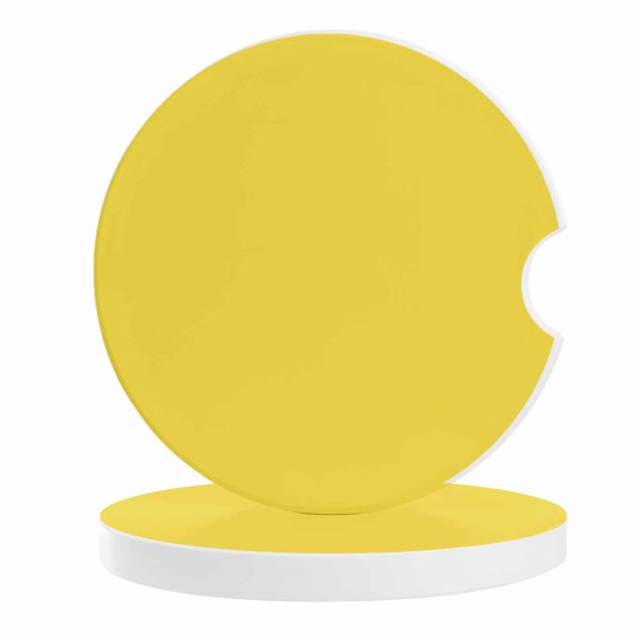 2 Pack Car Coasters Bright Yellow Ceramic Car Cup Holder Coaster Solid Color Absorbent Drink Coasters Protects Interior from Spills, Car Interior Accessories