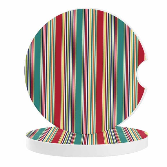 2 Pack Car Coasters Mexican Color Stripes Ceramic Car Cup Holder Coaster Geometric Stripes Red Absorbent Drink Coasters Protects Interior from Spills, Car Interior Accessories