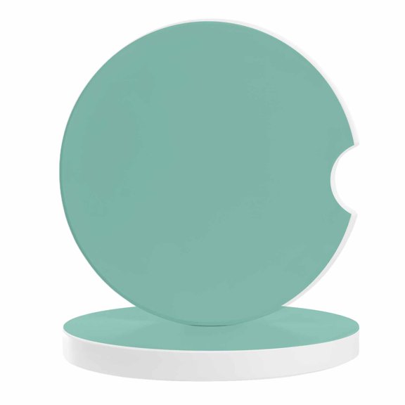 2 Pack Car Coasters Mint Green Turquoise Ceramic Car Cup Holder Coaster Solid Teal Color Absorbent Drink Coasters Protects Interior from Spills, Car Interior Accessories