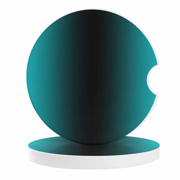 2 Pack Car Coasters Ombre Black Teal Ceramic Car Cup Holder Coaster Gradient Color Turquoise Absorbent Drink Coasters Protects Interior from Spills, Car Interior Accessories