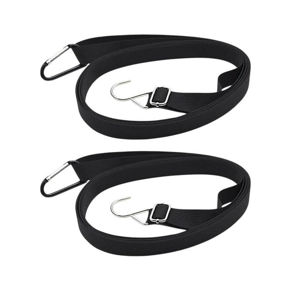 2-Pack Car Cover Windproof Strap 173.23in Heavy-Duty Adjustable Hook Rope for Truck SUV Sunscreen Protection Black