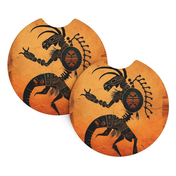2-Pack Car Cup Holder Coasters, Car Interior Pads, Waterproof & Anti-Slip Automotive Accessories, Native American Southwest