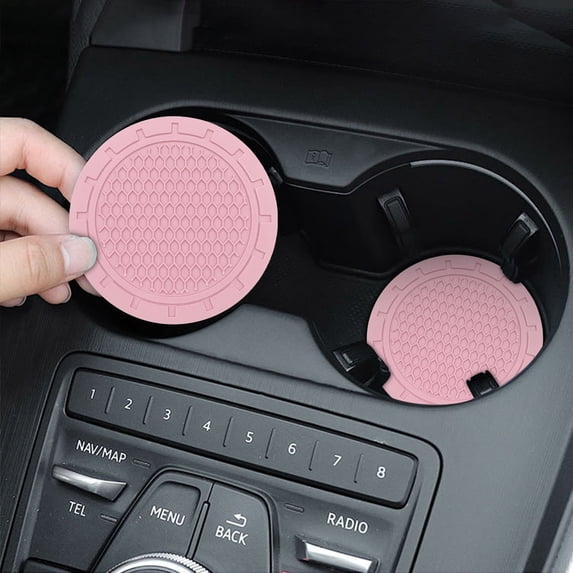 2 Pack Car Cup Holder Coasters Rubber Honeycomb Water Mat, Heat Insulation Non Slip Waterproof Cup Mats for Car Interior Protection