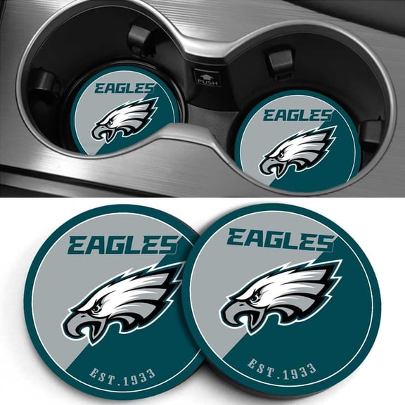 2 Pack Car Cup Holder Coasters for Eagles, Insert Car Cup Coaster, 2.75 Inch Anti Slip Shockproof Embedded Drink Mat