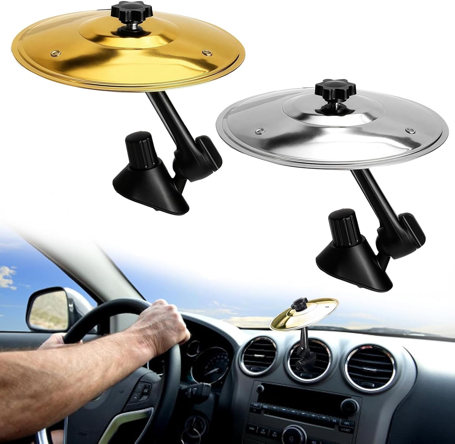 2-Pack Car Cymbal Air Vent Crash Dash Board Cymbal Drum Symbol Dashboard Drums Mini Mount Drumming Music Mounted Tiny Clip Attachment Set Attaches Small Stand Splash Instrument Drumset Kit