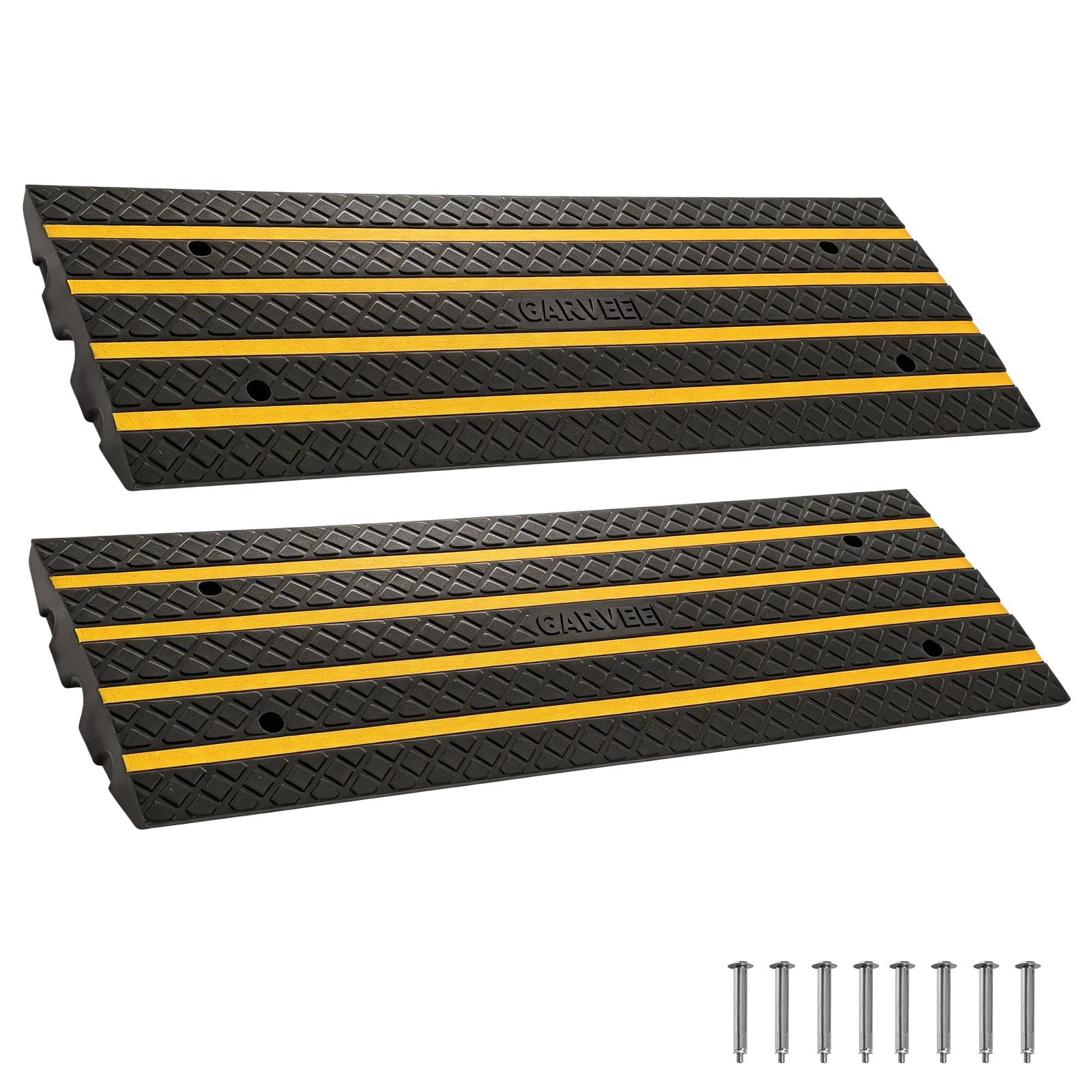 Safety Blocks Ramp 2 Pack Car Driveway Rubber Curb Ramp, 33000 LBS 48