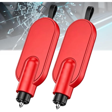 2 Pack Car Escape Tool, Emergency Window Breaker & Seat Belt Cutter, Underwater Car Safety Hammer for Vehicle Crash Rescue, Auto Emergency Survival Tool (Red)