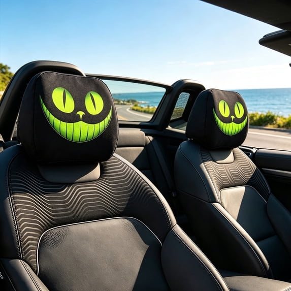 2 Pack Car Headrest Cover, Car Seat Headrest Cover, Funny Face Masque Head Rest Protector for Auto Vehicle Truck