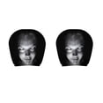 thumbnail image 1 of 2 Pack Car Headrest Cover, Stretchy Fabric Funny Face Design, Unique Scary Ghost Masque Pattern Head Rest Protector, Universal Headrest Cover for Car Truck SUV, 1 of 7