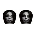 thumbnail image 1 of 2 Pack Car Headrest Cover, Stretchy Fabric Funny Face Design, Unique Scary Ghost Masque Pattern Head Rest Protector, Universal Headrest Cover for Car Truck SUV, 1 of 7
