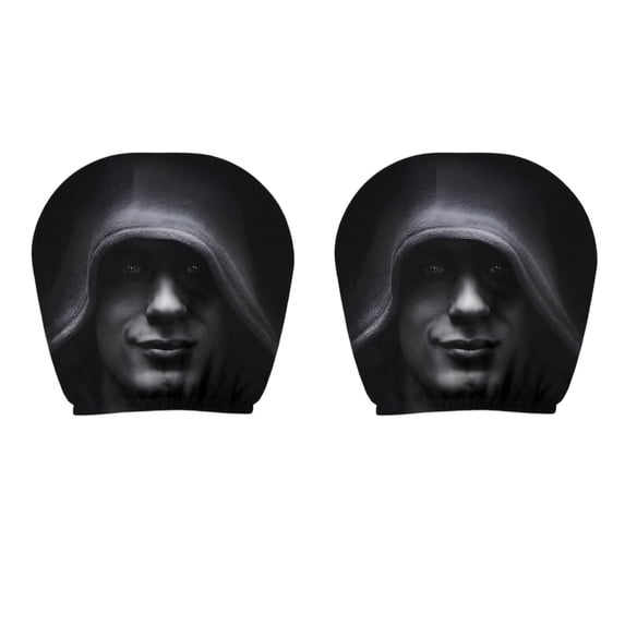 2 Pack Car Headrest Cover, Stretchy Fabric Funny Face Design, Unique Scary Ghost Masque Pattern Head Rest Protector, Universal Headrest Cover for Car Truck SUV