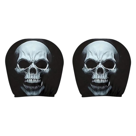 2 Pack Car Headrest Covers Halloween Skeleton Print Elastic Auto Head Rest Protectors, Universal Vehicle Seat Headrest Decor For Car Truck Interior(Black2-2PCS)