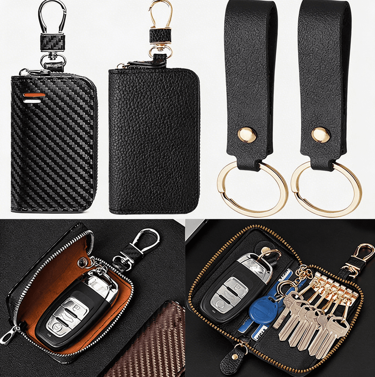 2 Pack Car Key Fob Case,2 Style Zipper Key Holder Wallet with 2 Wrist ...