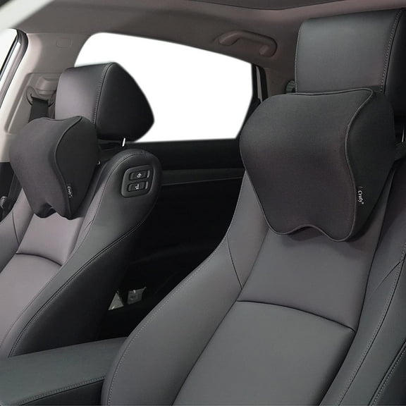 2 Pack Car Neck Pillow for Driving with Adjustable Strap, 100% Memory Foam and Breathable Removable Cover, Comfortable Ergonomic Design