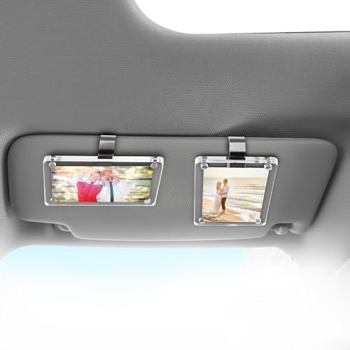 2 Pack Car Picture Holder, Personalized Acrylic Visor Clip Picture Frame, Magnetic Photo Display Frames for Family, Couples, Drivers, Car Sun Visor, Locker, Safe Driving Presents 4.73"x3.15"