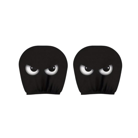2 Pack Car Rear View Mirror Covers, Funny Angry Eye Pattern Black Stretch Fabric Universal Side Mirror Protectors For Most Normal Vehicles Car Exterior Decoration Accessories
