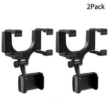 2 Pack Car Rearview Mirror Mount for Navigation and Smartphone: Multifunctional Universal Holder with Fixed Clamp for Vehicle Navigation
