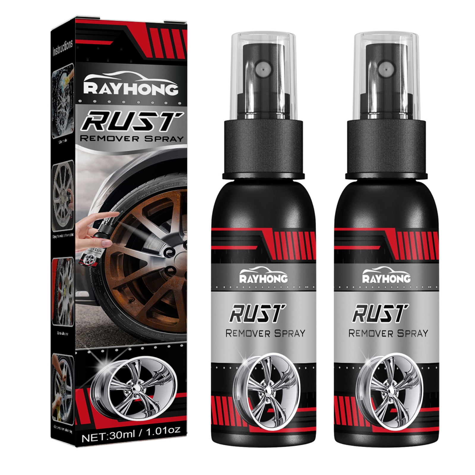 2 Pack Car Rust Remover Wheel Cleaner, Auto-Rost-Entferner, Car Rust  Inhibitor, Rim and Tyre, Car Derusting Spray Maintenance Cleaning  Accessories,1Fl Oz/30ml 